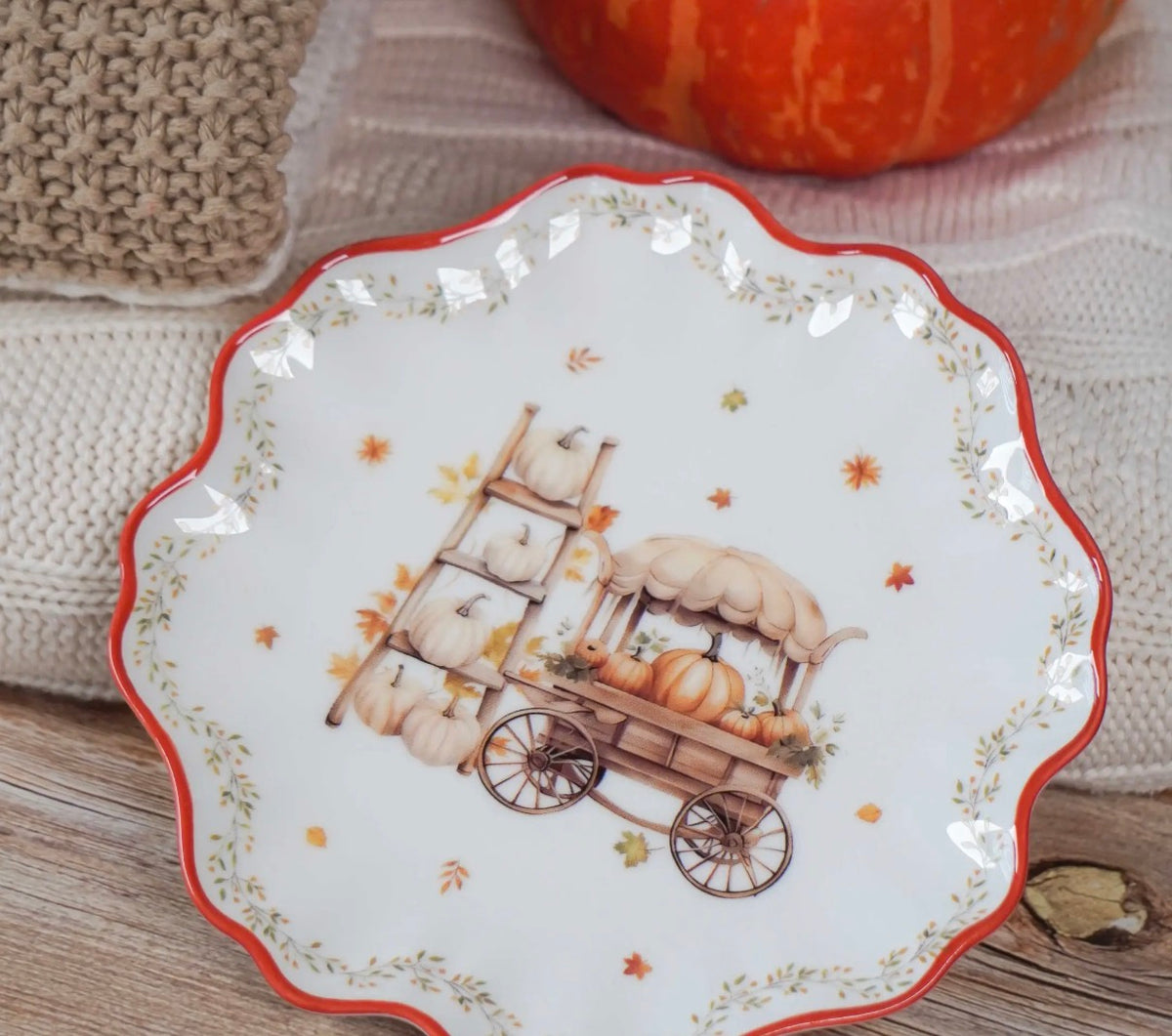 Assiette à dessert vintage en porcelaine – Automne – 16 cm |  Édition limitée