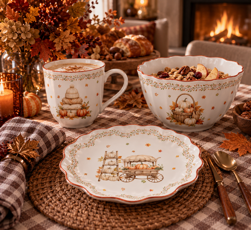 Assiette à dessert vintage en porcelaine – Automne – 16 cm | PRÉCOMMANDE -  Édition limitée