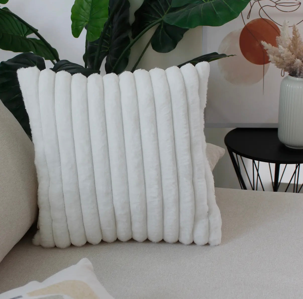 Coussin carré, fausse fourrure côtelée - Déhoussables - 40x40cm, Matisse