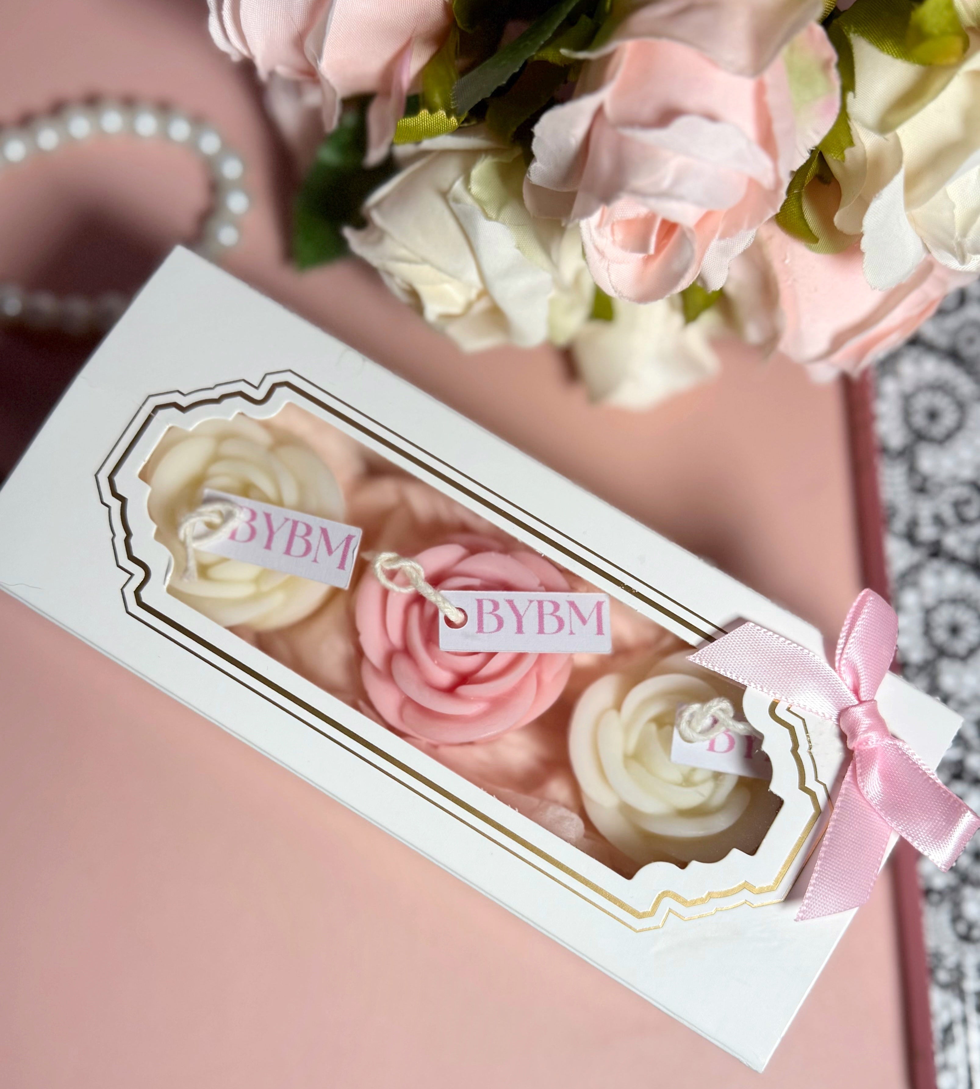 Coffret - Bougie petites roses