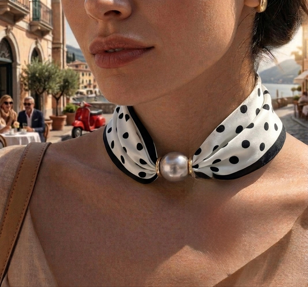 Foulard Ras-du-Cou « Choker Capri » – Style Rétro Chic