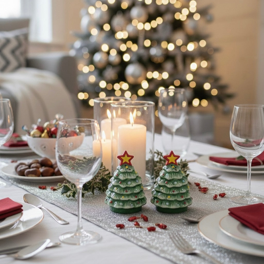 Salière & Poivrière "Sapins de Noël" – Duo Festif & Charme Rétro