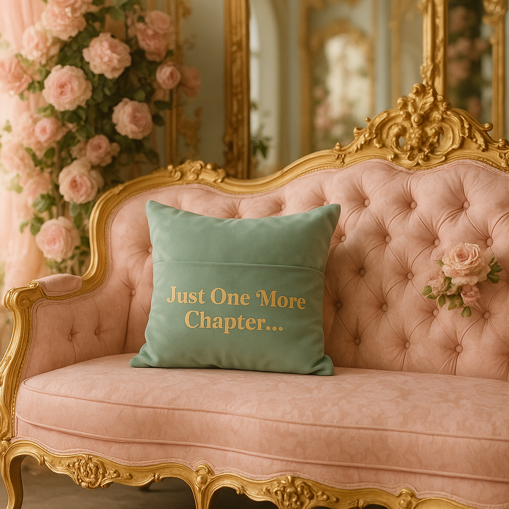 Coussin “Just one more chapter” – Pour lire avec élégance et confort - PRÉCOMMANDE