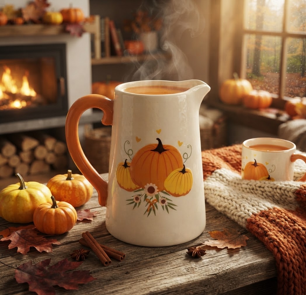 Pichet-Vase "Récolte d'Automne & Citrouilles" - ÉDITION AUTOMNE / BRUNCH - PRÉCOMMANDE