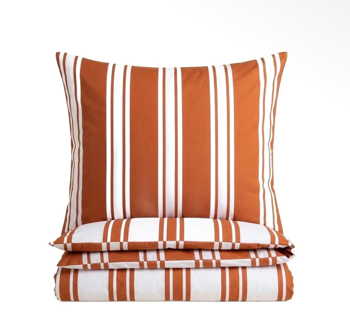 Parure de lit en coton de 115 g/m²– rayures couleur caramel Orangé – 220 x 200 cm - PRÉCOMMANDE