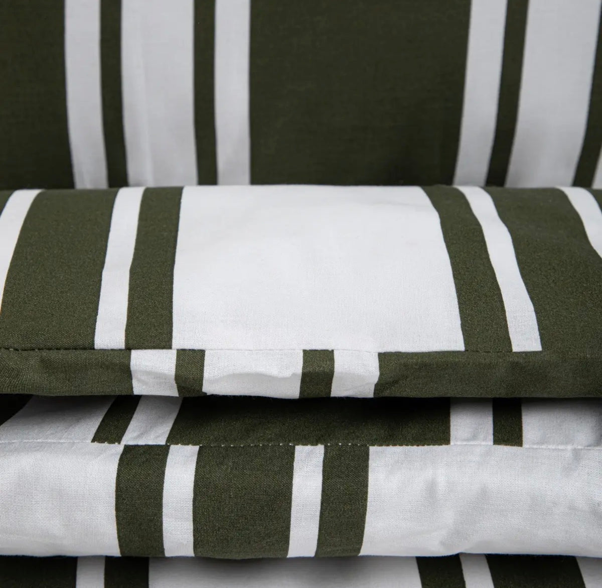 Parure de lit en coton de 115 g/m²– rayures couleur verte et blanche – 140 x 200 cm - PRÉCOMMANDE
