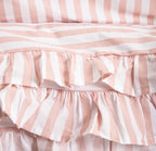 Parure de lit en coton de 110 g/m²– rayures couleur rose et blanche – 140 x 200 cm - PRÉCOMMANDE