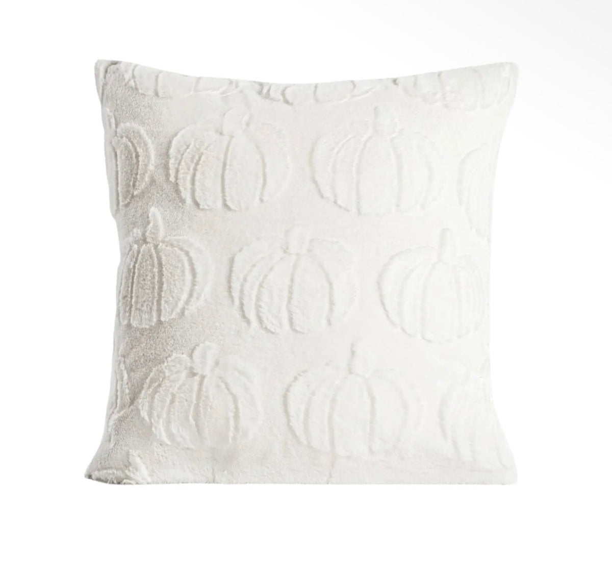Housse de Coussin Blanche à Motif Citrouilles en Relief – 45 × 45 cm - PRÉCOMMANDE