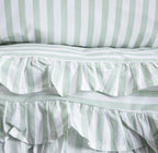 Parure de lit en coton de 110 g/m²– rayures couleur pistache et blanche – 140 x 200 cm - PRÉCOMMANDE