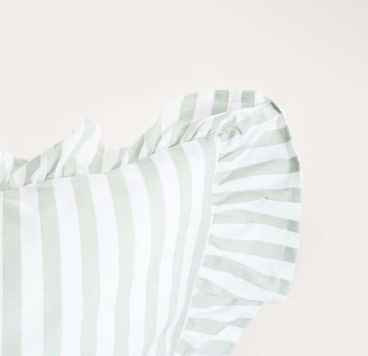 Parure de lit en coton de 110 g/m²– rayures couleur pistache et blanche – 140 x 200 cm - PRÉCOMMANDE