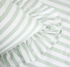 Parure de lit en coton de 110 g/m²– rayures couleur pistache et blanche – 140 x 200 cm - PRÉCOMMANDE
