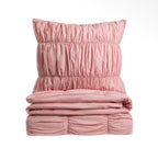 Parure de lit en coton rose de 110 g/m²– à Surpiqûres Décoratives – 160 x 200 cm - PRÉCOMMANDE