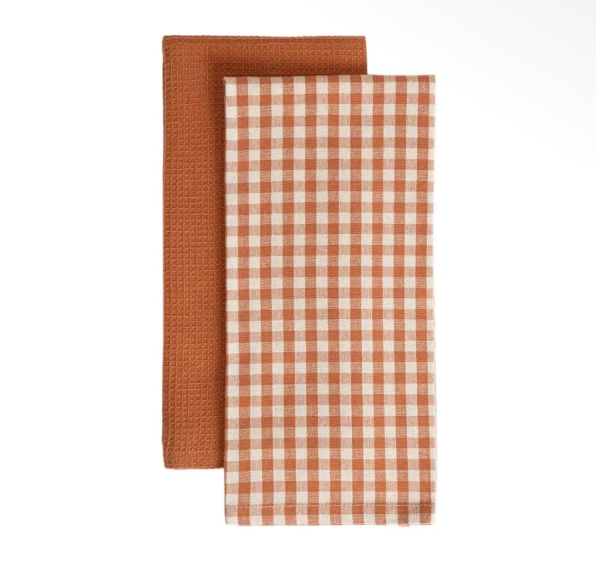 Lot de 2 Torchons petit carreaux Orange de Cuisine en Coton – 45 × 65 cm- PRÉCOMMANDE