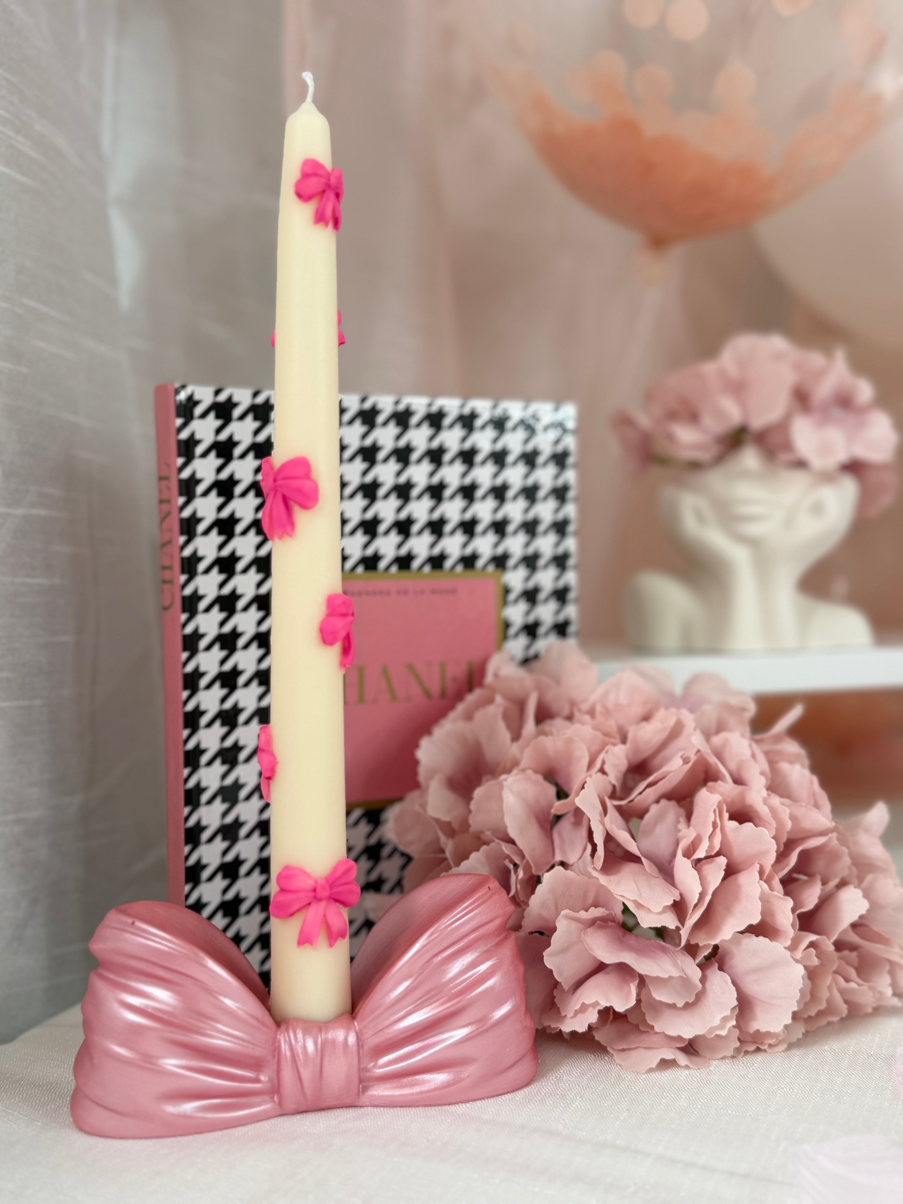 Support en Jesmonite pour bougie chandelle -  Nœud