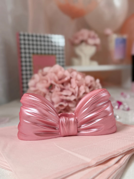 Support Nœud Peint à la Main en Jesmonite – Effet Métal Brillant – Pour Bougie Chandelle