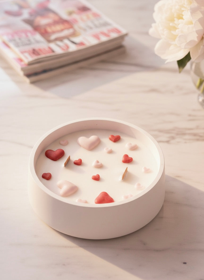 Bougie Artisanale – "Éclosion de Cœurs" –  Sans CMR, Sans Phtalates