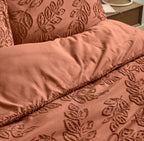 Parure de lit Polyester – terracotta Écrin de feuilles – Plusieurs dimensions - PRÉCOMMANDE
