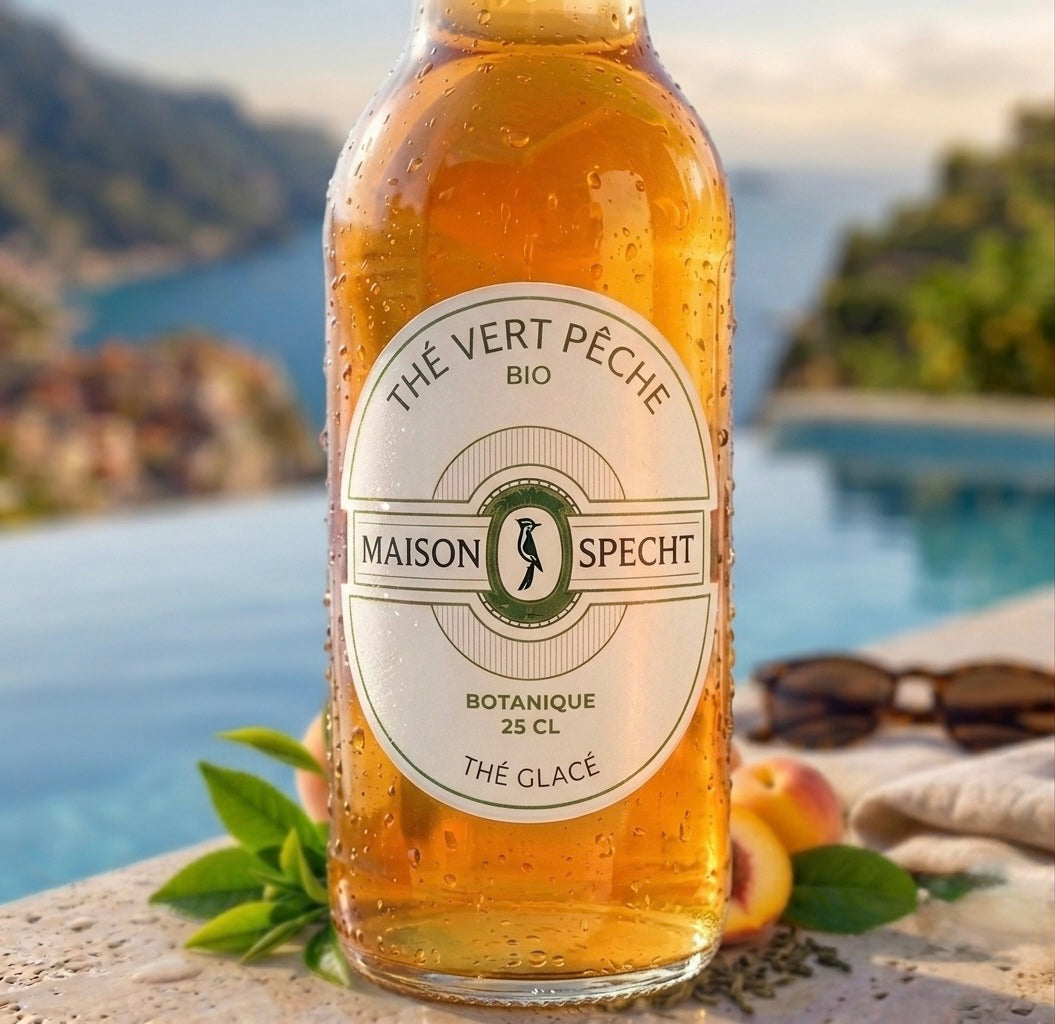 Infusion Glacé Thé Vert Glacé Bio à la Pêche  - (25 cl) - Sans sucres ajoutés - Sans gluten &  100% Vegan