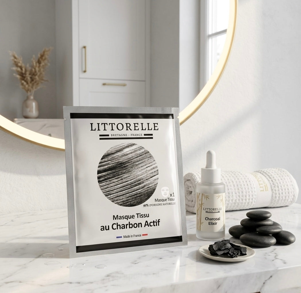 Masque Tissu au Charbon Actif de Bambou – Pureté & Lifting - PRÉCOMMANDE