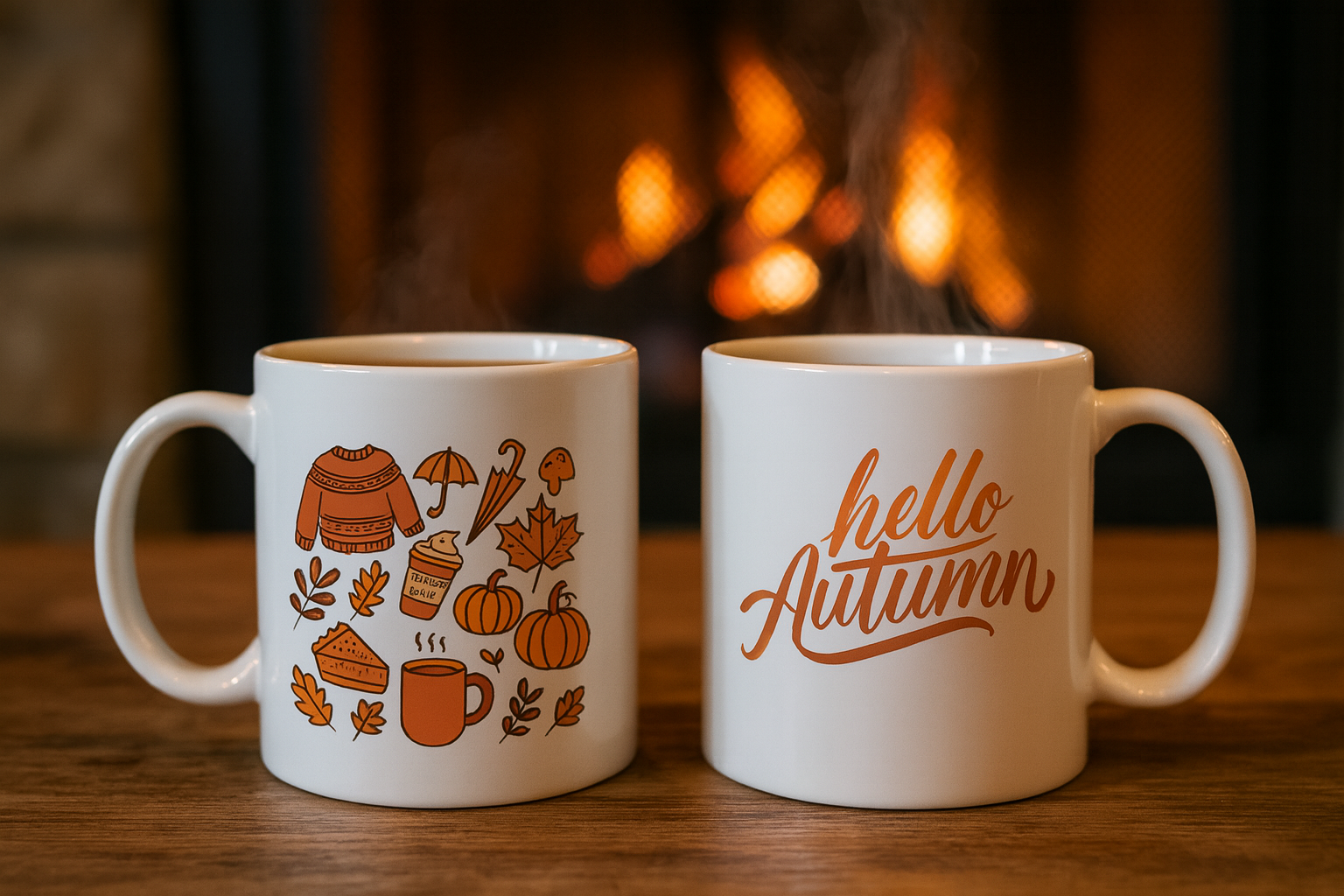 Mug - “Hello Autumn” - Pour des pauses café chaleureusement ensorcelantes 🍂  | Sublimé à la main - 350 ml