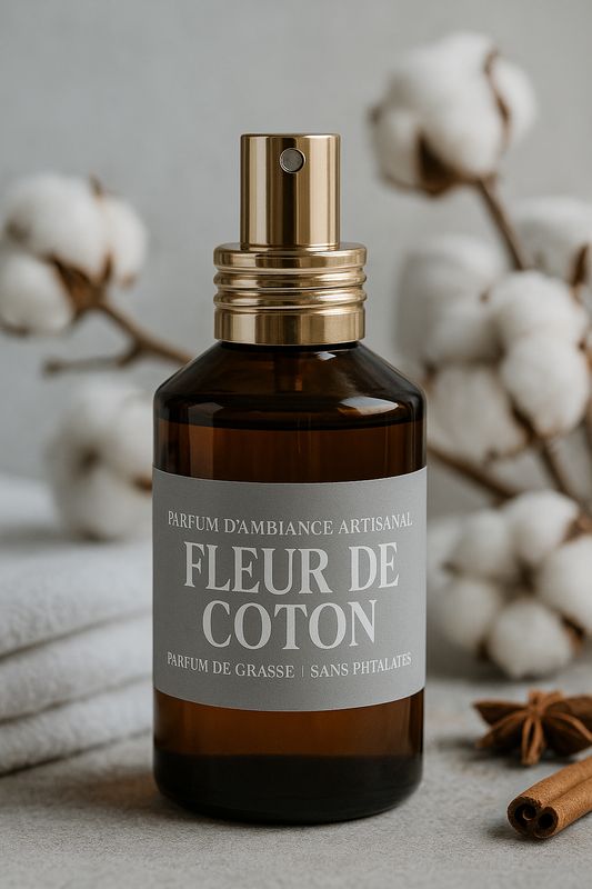 Parfum d’Ambiance Artisanal – Senteur Fleur de Coton - 100 ml - Sans Alcool