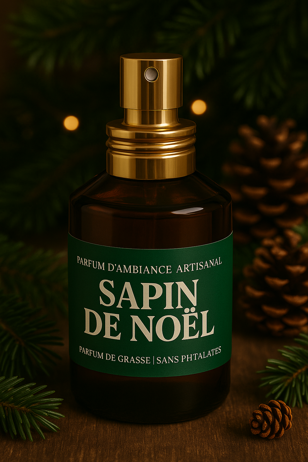 Parfum d’Ambiance Artisanal – Senteur Sapin de Noel  - 60 ml - Sans Alcool