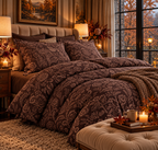 Parure de lit en Coton chocolat botanique de 110 g/m² – 220 x 200 cm - PRÉCOMMANDE