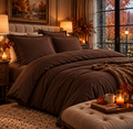 Parure de lit en Satin de Coton chocolat de 120 g/m² – 160 x 200 cm - PRÉCOMMANDE