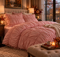 Parure de lit en coton rose de 110 g/m²– à Surpiqûres Décoratives – 160 x 200 cm - PRÉCOMMANDE