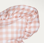 Parure de lit en microfibre polyester de 90 g/m²– Carreaux rose poudré et blanc avec volant – 140 x 200 cm - PRÉCOMMANDE
