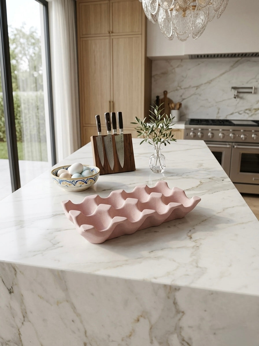 Porte-Œufs "Organique" en Jesmonite — Pièce Artisanale Faite Main – Le Design s'invite en Cuisine