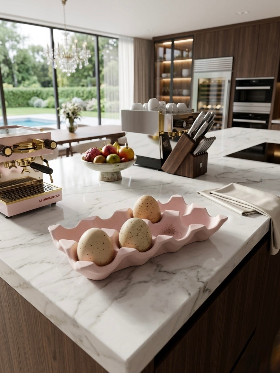 Porte-Œufs "Organique" en Jesmonite — Pièce Artisanale Faite Main – Le Design s'invite en Cuisine