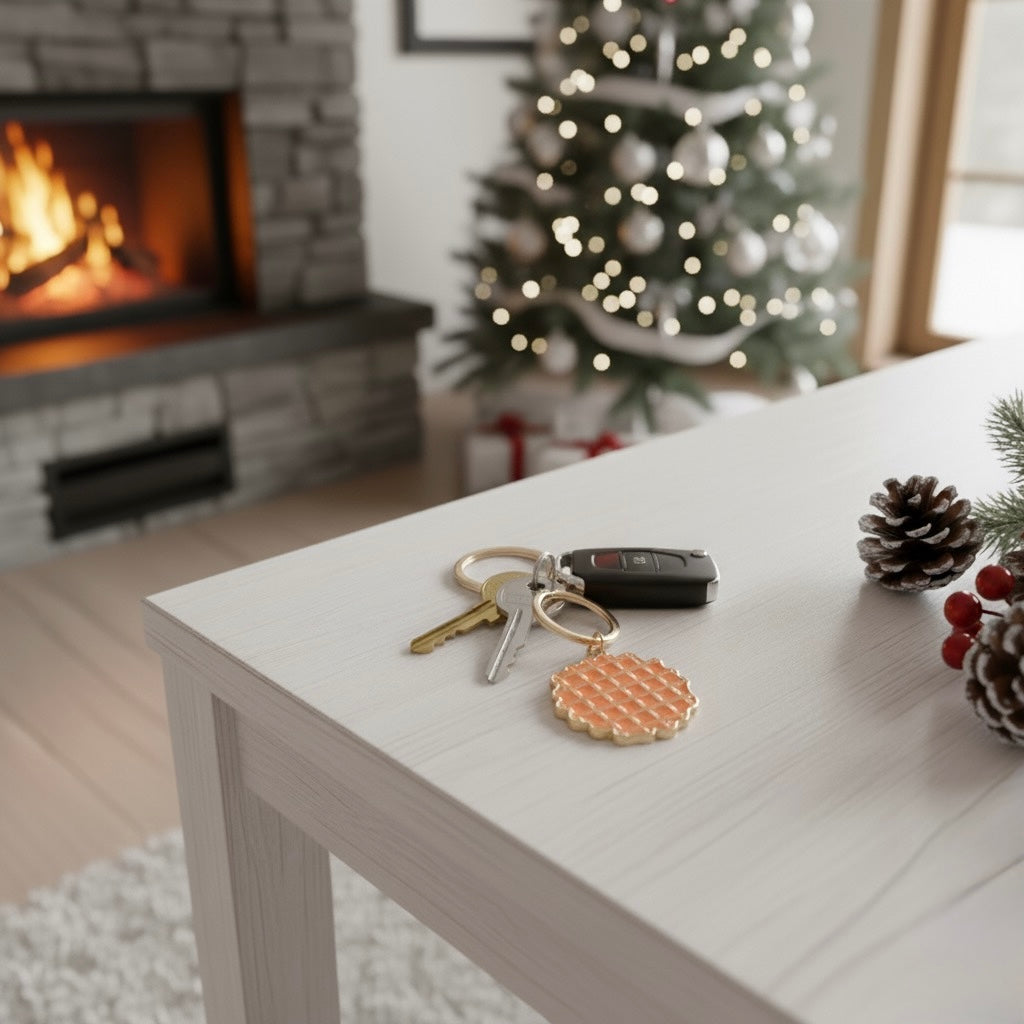 Porte-clés Gaufre Dorée – La Gourmandise à Emporter - PRÉCOMMANDE