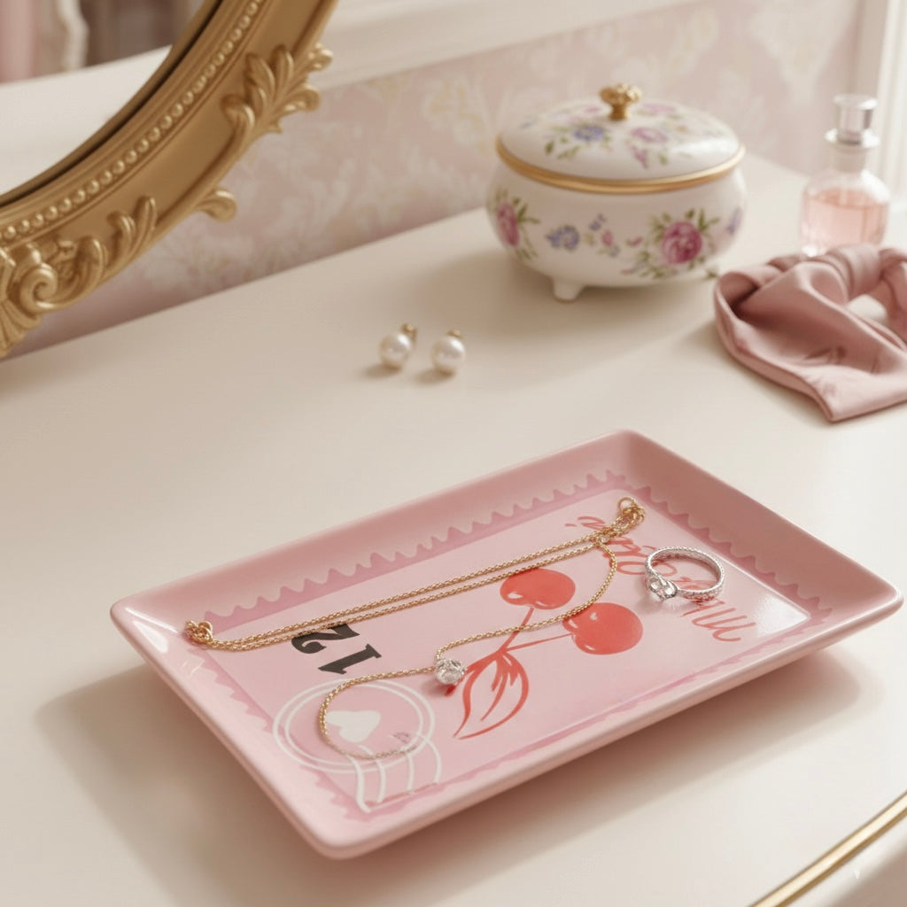 Porte bijoux ou Plateau - “Cherry Postcard”