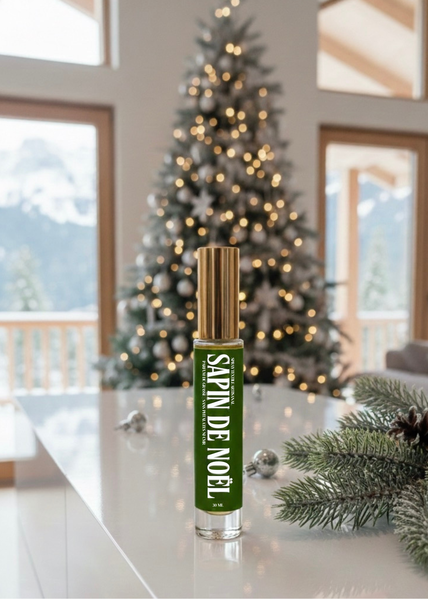 Spray Textile Artisanal – Senteur Sapin de Noel - Sans CMR ni Phtalates - 30 ml