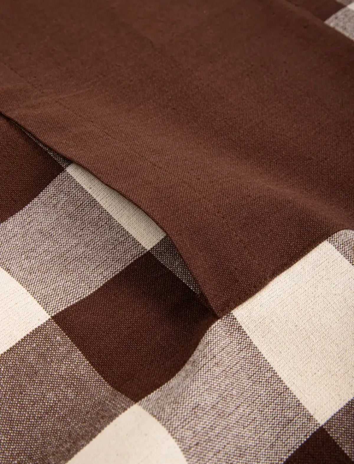 Tablier de cuisine en coton à carreaux marron – 60 × 80 cm - PRÉCOMMANDE