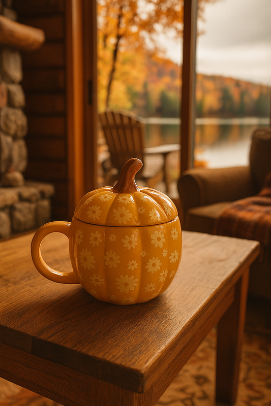 Tasse « Citrouille Fleurie » – L’automne en pleine floraison | 400ml - PRÉCOMMANDE