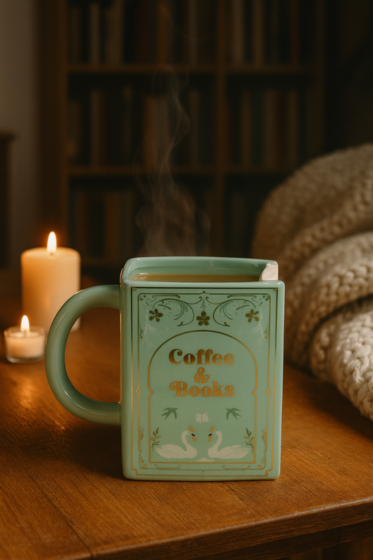 Tasse livre pastels "Verte" – Élégance et douceur pour vos instants lecture| 450ml