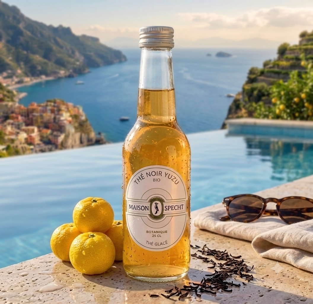 Thé Noir Glacé Bio au Yuzu - (25 cl) - Sans sucres ajoutés - Sans gluten &  100% Vegan