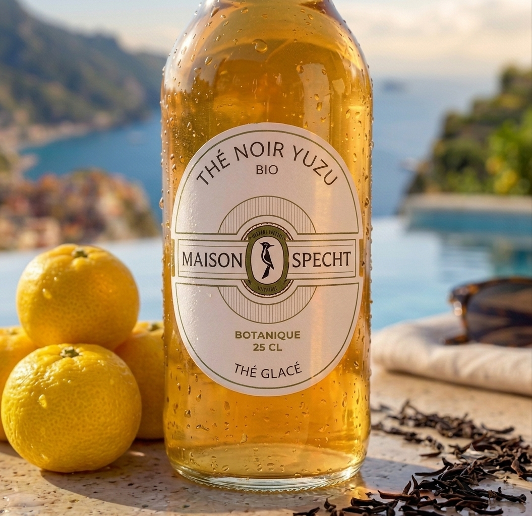 Thé Noir Glacé Bio au Yuzu - (25 cl) - Sans sucres ajoutés - Sans gluten &  100% Vegan