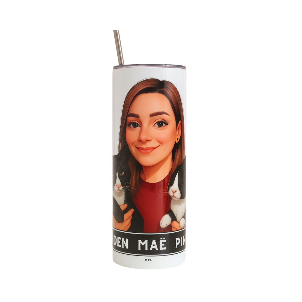 Thermos Isotherme PERSONNALISÉ AVEC MES COMPAGNONS &  MOI - Sublimé à la main - 591 ml 🐾