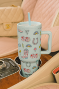 Tumbler en Acier Inoxydable Bleu – Motifs Western – 38 oz (1L) | PRÉCOMMANDE