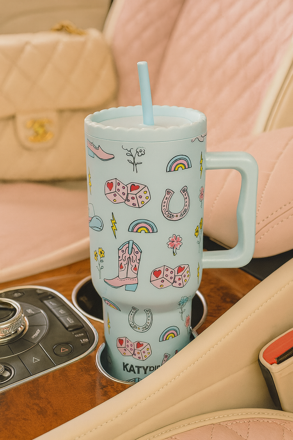 Tumbler en Acier Inoxydable Bleu – Motifs Western – 38 oz (1L) | PRÉCOMMANDE - QUANTITÉ LIMITÉE