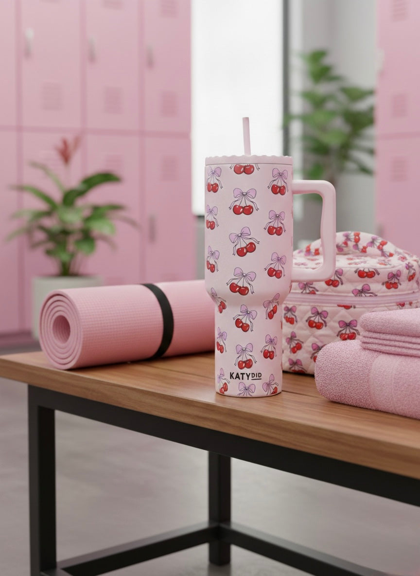 Tumbler en Acier Inoxydable “Cherry Bow” – 38 oz (1L)