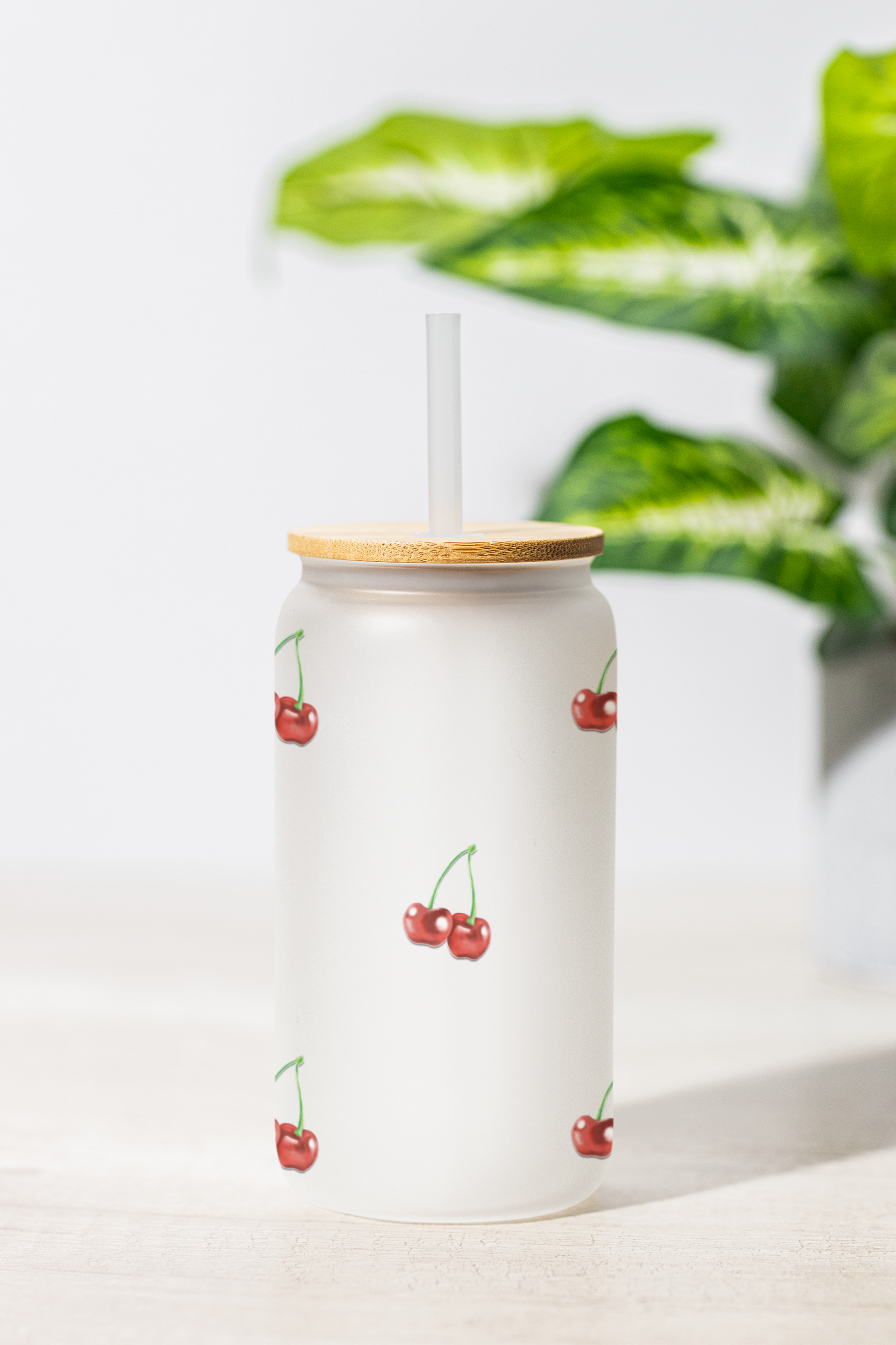 Verre Givré Cerises | Sublimé à la main - 520 ml