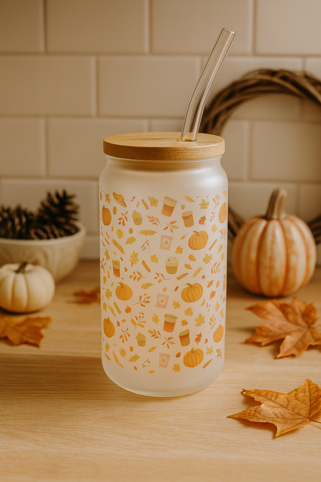 Verre Givré d'automne | Sublimé à la main - 520 ml