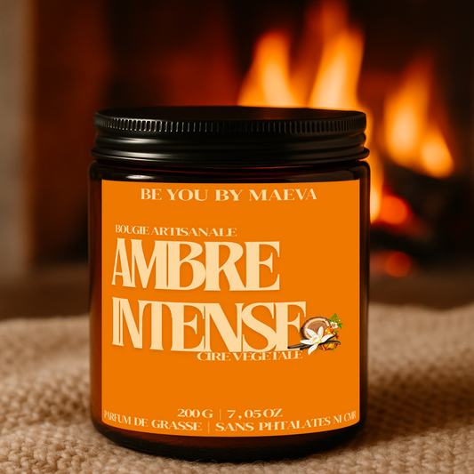 Bougie Parfumée Ambré Intense – Pot Ambré – 100g ou 200g