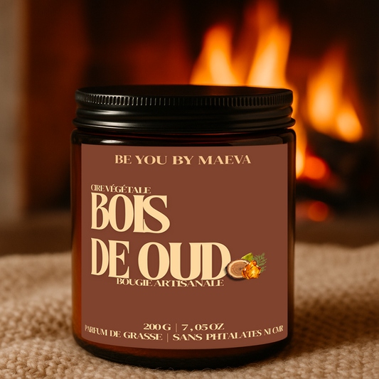 Bougie Parfumée Bois de Oud – Pot Ambré – 100g ou 200g