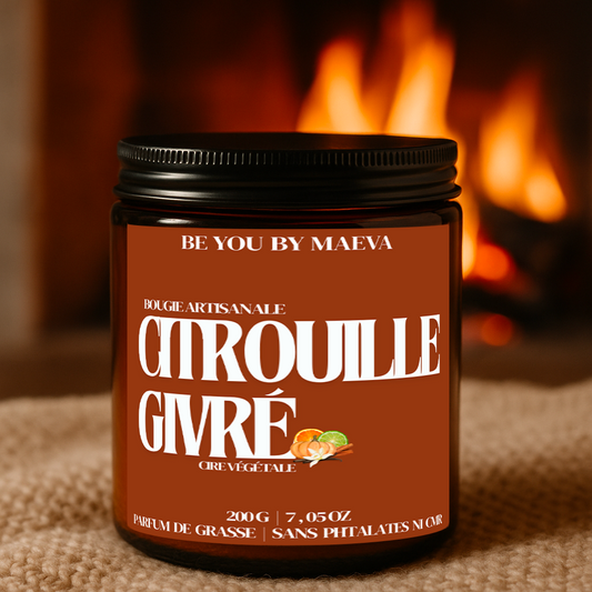 Bougie Parfumée Citrouille Givré – Pot Ambré –  100g ou 200g