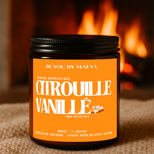 Bougie Parfumée Citrouille Vanillée – Pot Ambré –  100g ou 200g